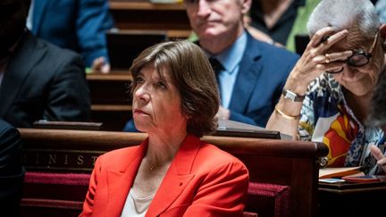 Catherine Colonna, ministre des Affaires etrangères, le 14 juin 2023, lors d'une séance publique de questions d'actualité au gouvernement dans l'hemicycle du Sénat. (XOSE BOUZAS / HANS LUCAS / AFP)