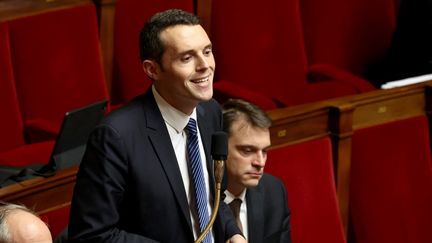 Alexandre Portier, alors député Les Républicains, à l'Assemblée, le 13 février 2024. (EMMANUEL DUNAND / AFP)