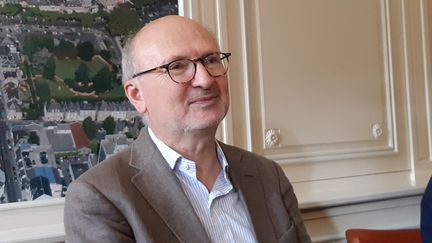 Eric Fottorino à Brive, alors président de la 38ème foire du livre de&nbsp;la ville en 2019. (NICOLAS BLANZAT / FRANCE-BLEU LIMOUSIN)