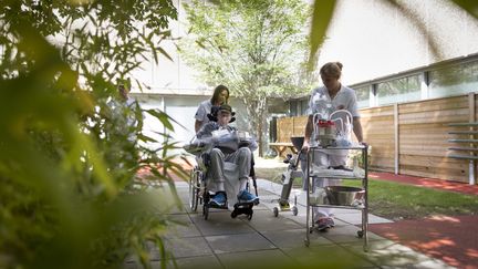 Jardin thérapeutique à l'hôpital universitaire de Lausanne (Suisse). (MAXPPP)