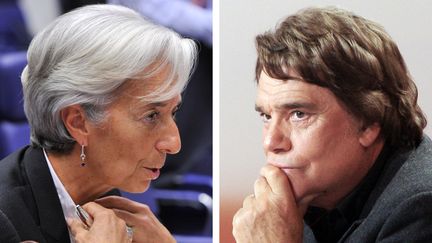 L'ancienne ministre de l'Economie Christine Lagarde&nbsp;et l'homme d'affaires Bernard Tapie sont deux protagonistes de l'affaire. (GOBET-DEMARTHON / AFP)