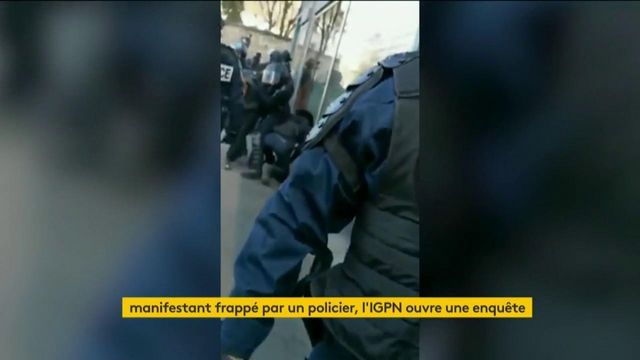 Video manifestant frappé au sol