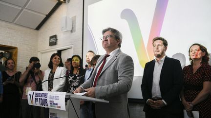 Le leader de La France insoumise, Jean-Luc Mélenchon, lors du premier tour des élections législatives, le 12 juin 2022, à Paris. (MAGALI COHEN / HANS LUCAS VIA AFP)