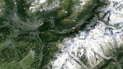 Un skieur est mort, le 27 février 2016, lors d'une randonnée dans le secteur des Houches (Haute-Savoie). (GOOGLE MAPS / FRANCETV INFO)