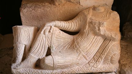 Funerary relief depicting a reclining man, Valley of Tombs, late 3rd century AD, Palmyra, Syria Picture by Manuel Cohen copyright : (MANUEL COHEN / AFP )