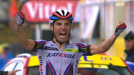 &nbsp; (Joaquim Rodriguez : vainqueur de l'étape Lannemezan / Plateau de Beille  © Capture écran France 2)