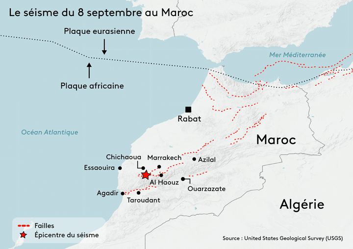 L'épicentre du séisme qui s'est déroulé au Maroc le vendredi 8 septembre se situe dans la province d'Al Haouz, au nord de Marrakech. (LEA PRATI / HELOISE KROB)