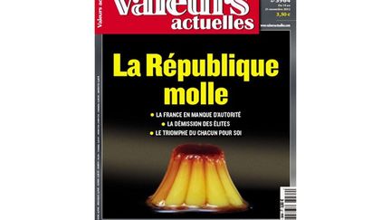 A la mi-novembre, "Valeurs actuelles" renouvelle ses critiques &agrave; l'&eacute;gard de l'ex&eacute;cutif. L'hebdomadaire met &agrave; sa une un "Flanby", pour rappeler le vieux surnom de Fran&ccedil;ois Hollande. (VALEURS ACTUELLES)