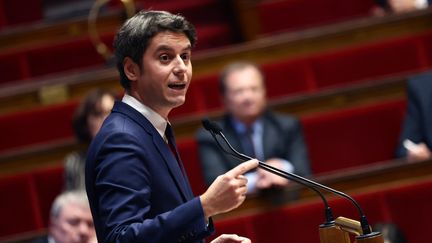 Le Premier ministre Gabriel Attal à l'Assemblée nationale, le 30 janvier 2024. (EMMANUEL DUNAND / AFP)