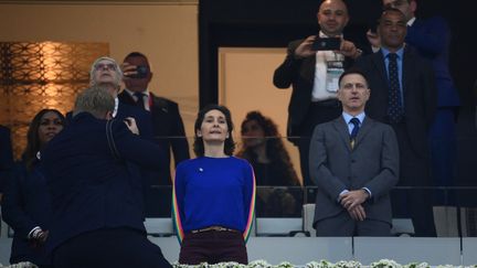 La ministre française des Sports, Amélie Oudea-Castera, avant le début du match entre l'Angleterre et la France, à Doha, le 10 décembre 2022. (FRANCK FIFE / AFP)