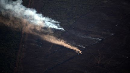 En Amazonie, au Brésil, après la déforestation de certaines zones, des tracteurs nettoient le terrain pour planter du soja. (RB2 / MAXPPP)