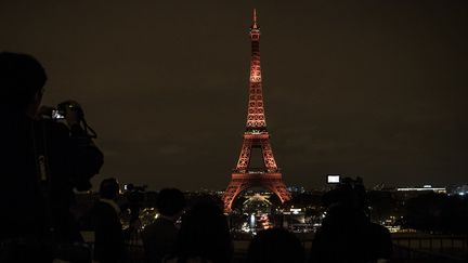 Illuminations en l'honneur du Japon à la Tour Eiffel, le 13 septembre 2018
 (Christophe Archambault / AFP)