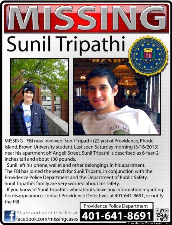 L'avis de recherche pour retrouver Sunil Tripathi. (© DR)