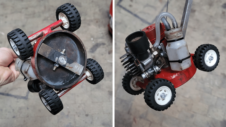 La mini-tondeuse à gazon conçue par le bricoleur David Foutimasseur. (DAVID FOUTIMASSEUR)