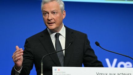 The Minister of the Economy, Bruno Le Maire, on January 8, 2024 in Paris during his greetings to economic players.  (BERTRAND GUAY / AFP)