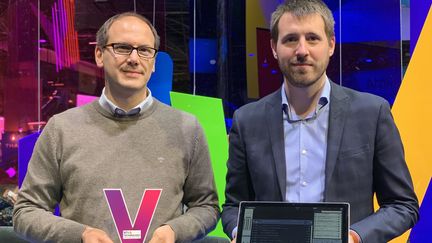 Renaud&nbsp; Schoonbroodt et&nbsp;Benjamin Lardinoit, lauréats du&nbsp;challenge "My Radio" organisé par Radio France à Vivatech 2019 (JC/RF)