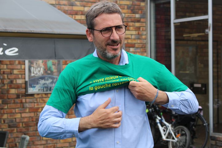 Matthieu Orphelin, candidat aux régionales, à Angers, le 22 juin 2021. (ROBIN PRUDENT / FRANCEINFO)