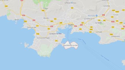 Un important incendie est en cours sur la presqu'île de&nbsp;Saint-Mandrier-sur-Mer&nbsp;dans le Var, lundi 29 juillet.&nbsp; (GOOGLE MAPS)