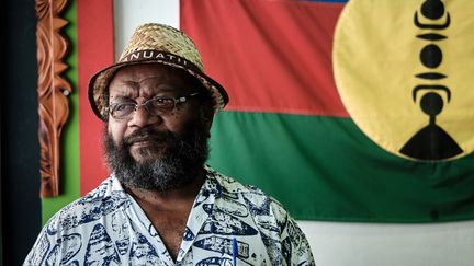 Victor Tutugoro, président du parti Union progressiste en Mélanésie (UPM), le 23 septembre 2020. (THEO ROUBY / AFP)