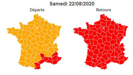 Bison futé classe la journée de samedi en rouge au niveau national dans le sens des retours. (Bison futé)