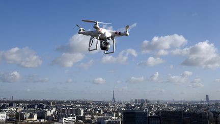 Un drone survole Saint-Cloud, pr&egrave;s de Paris, le 27 f&eacute;vrier 2015. (DOMINIQUE FAGET / AFP)