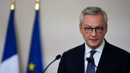 Le ministre de l'Economie, Bruno Le Marie, lors d'une conférence de presse à Paris, le 7 mai 2020. (CHRISTOPHE ARCHAMBAULT / POOL / AFP)