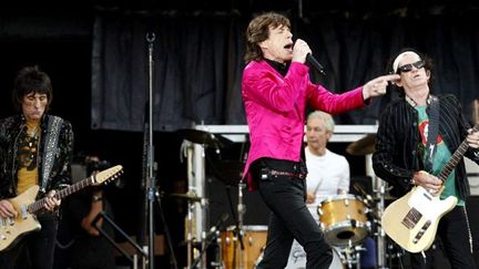 Les Rolling Stones sur scène à Helsinki en 2007 sur le &quot;A Bigger Bang Tour&quot;.
 (Saukkomaa/Lehtikuva Oy /SIPA )