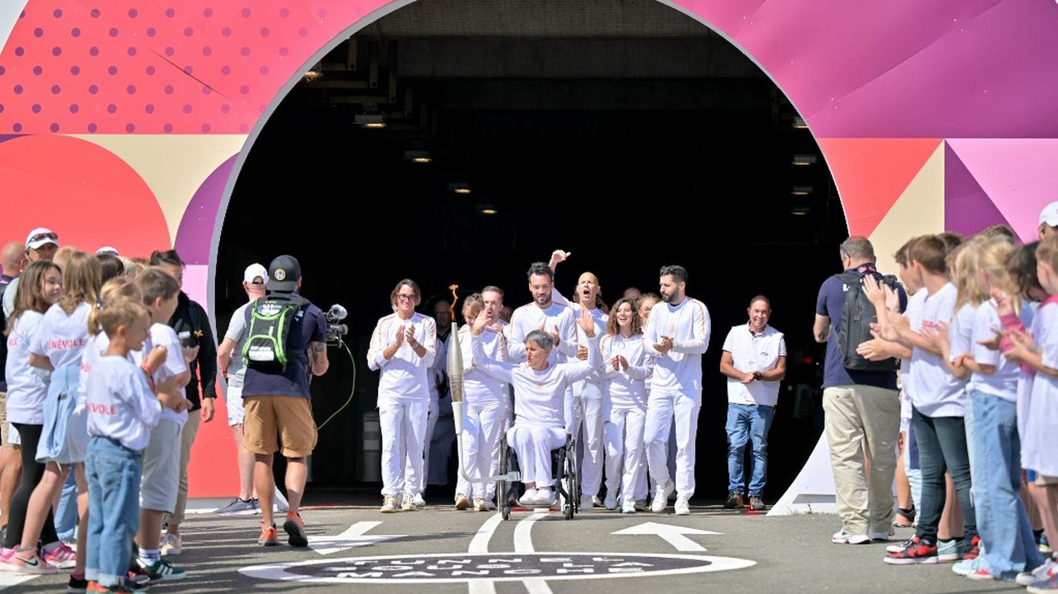 The flame arrived in Calais via the Channel Tunnel