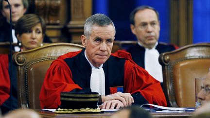 Le procureur de la République de Paris, François Molins,&nbsp; lors de l'audience solennelle de rentrée du tribunal de grande instance de Paris, lundi 18 janvier 2016.&nbsp; (THOMAS SAMSON / AFP)