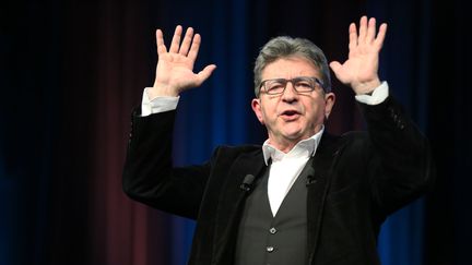 Jean-Luc Mélenchon lors du lancement de la campagne des européennes de La France insoumise à Caen (Calvados), le 14 mars 2019. (SICCOLI PATRICK / SIPA)