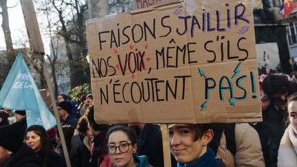 21 janvier 2023, Paris; Une dizaine d'organisations de jeunesse manifestent contre la reforme des retraites. Elles sont soutenues activement par La France insoumise (LFI) qui espère rebondir sur le succès de la mobilisation intersyndicale du 19 janvier. (JAN SCHMIDT-WHITLEY/LE PICTORIUM / MAXPPP)