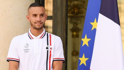 Steven Da Costa a reçu&nbsp;la Légion d'honneur à&nbsp;l'Élysée, le 13 septembre 2021, après son titre olympique à Tokyo. (MILLEREAU PHILIPPE / AFP)