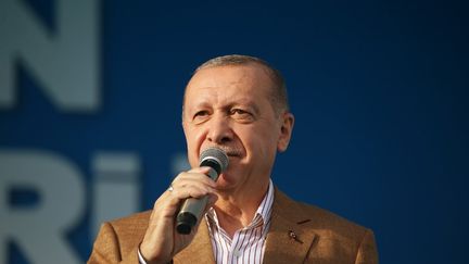 Le président turc,&nbsp;Recep Tayyip Erdogan, le 25 octobre 2020, à Malatya, en Turquie. (MURAT KULA / ANADOLU AGENCY / AFP)