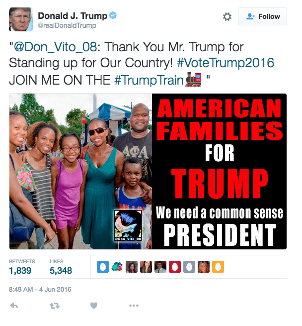 &nbsp; (Le tweet de Donald Trump, depuis supprimé. © Capture d'écran Twitter)