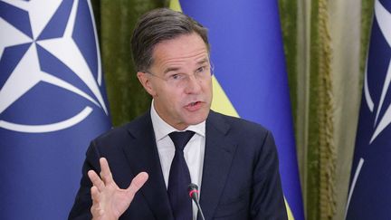 Le secrétaire général de l'Otan, Mark Rutte, le 3 octobre 2024. (SERGEY DOLZHENKO / MAXPPP)