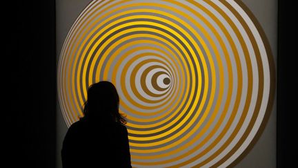 L'exposition Vasarely au Centre Pompidou, un visiteur regarde un tableau intitutlé "Amy" (1967-1968), le 5 février 2019
 (François Guillot / AFP)