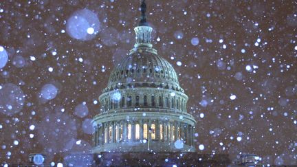 Le Capitole sous la neige &agrave; Washington, capitale des Etats-Unis, le 13 f&eacute;vrier 2014.&nbsp;&nbsp; (MARK WILSON / GETTY IMAGES NORTH AMERICA / AFP)