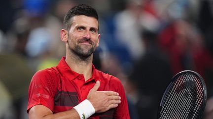 Novak Djokovic nach der Qualifikation für das Halbfinale des Shanghai Masters 1000 dank seines Sieges über Jakub Mensik (6-7, 6-1, 6-4), 11. Oktober 2024. (XU YANAN / AFP)