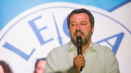 Matteo Salvini, le ministre italien de l'Intérieur, participe à un meeting à Turin (Italie), le 27 avril 2019. (MAURO UJETTO / NURPHOTO / AFP)