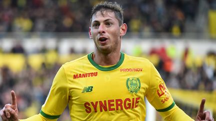 L'Argentin Emiliano Sala après avoir marqué un but lors d'un match entre le FC Nantes et Guingamp, au stade de La Beaujoire, à Nantes, le 4 novembre 2018. (JEAN-FRANCOIS MONIER / AFP)