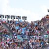 L'ambiance dans le public pour un match de beach-volley entre la France et l'Espagne, le 30 juillet 2024. (COUVERCELLE ANTOINE / KMSP / AFP)