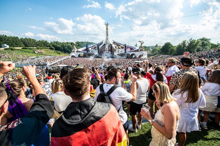 La mainstage lors de la première journée du festival de musique électronique Tomorrowland, vendredi 15 juillet 2022, à Boom. (JONAS ROOSENS / BELGA MAG)