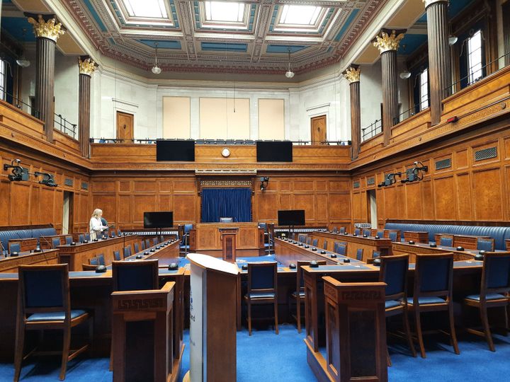 Le palais de Stormont à Belfast, où siège l'assemblée d'Irlande du Nord, est vide depuis plus d'un an. (RICHARD PLACE / RADIO FRANCE)