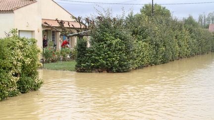 A Plaissan (H&eacute;rault), certaines habitations ont les pieds dans l'eau. (  MAXPPP)