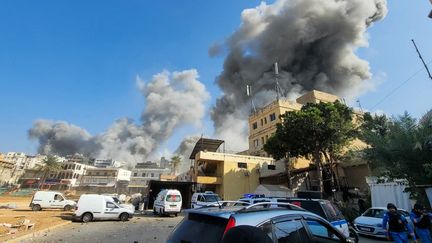 La ville de Nabatiyeh, dans le sud du Liban, a été touchée par des frappes aériennes israéliennes, le 16 octobre 2024. (ABBAS FAKIH / AFP)