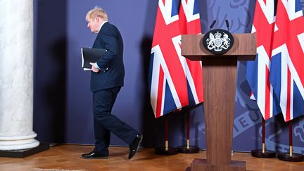 Le Premier ministre britannique après l'annonce de la signature d'un accord commercial avec l'Union européenne, jeudi 24 décembre 2020. (PAUL GROVER / POOL)