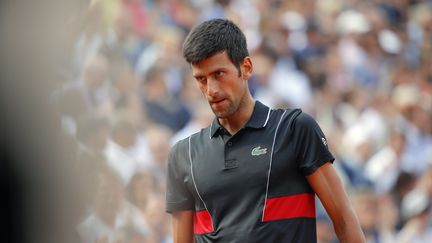 Novak&nbsp;Djokovic participe à Roland-Garros, à Paris, le 5 juin 2018. (STEPHANE ALLAMAN / AFP)