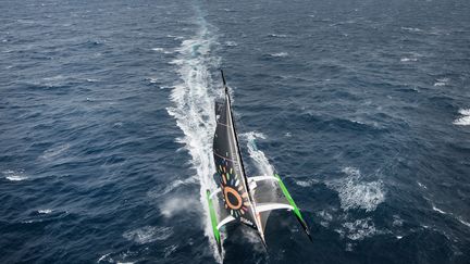 Thomas Coville, le skipper sur Sodebo Ultim', dont certains pensaient qu'ils avait gagné le Vendée Globe ! (JEAN-SEBASTIEN EVRARD / AFP)