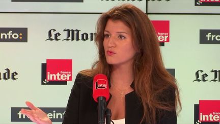 La secrétaire d'État à l'Égalité entre les femmes et les hommes Marlène Schiappa sur franceinfo et France Inter le 9 septembre 2018. (FRANCEINFO / RADIOFRANCE)