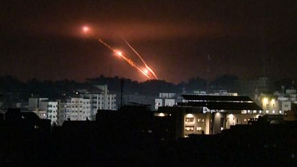 Rockets sent from Gaza, October 27, 2023. (YOUSEF HASSOUNA / AFP)